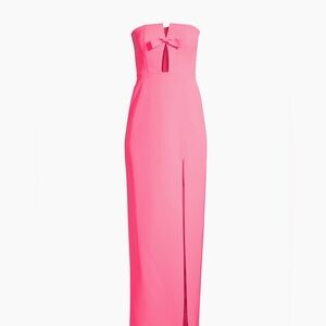 NWT Liv Foster Cut-Out Crepe Column Gown in electric pink